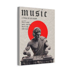 Music DJ Statue Matte Canvas Wall Art — “music” Poster with Red Sun
