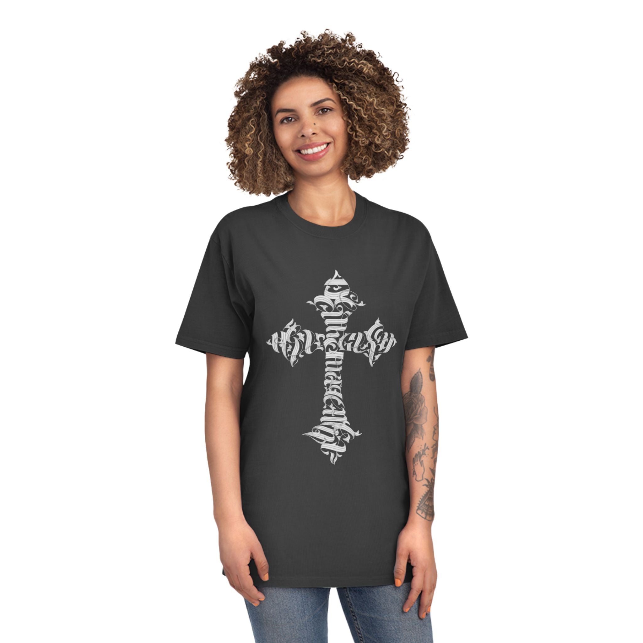 Faded Cross Graphic T-Shirt — Vintage Religious Tee