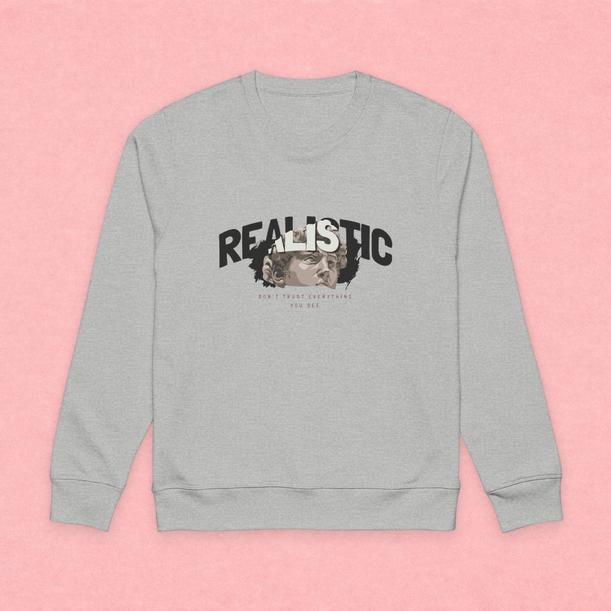 Realistic Portrait Sweatshirt — ‘Realistic’ Graphic Organic Crewneck
