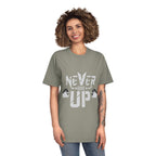 Never Give Up Fitness Tee — Motivational Weightlifting T‑Shirt