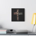 Christian Cross Canvas Wall Art — "For God So Loved the World That He Gave His Only Son" Matte Stretched