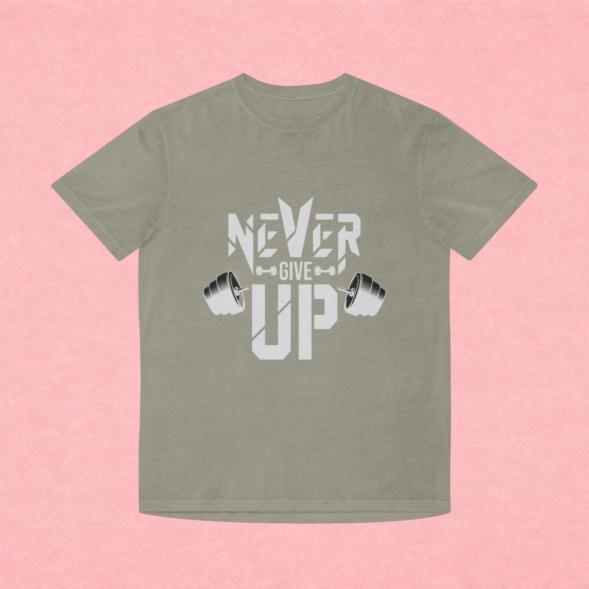 Never Give Up Fitness Tee — Motivational Weightlifting T‑Shirt