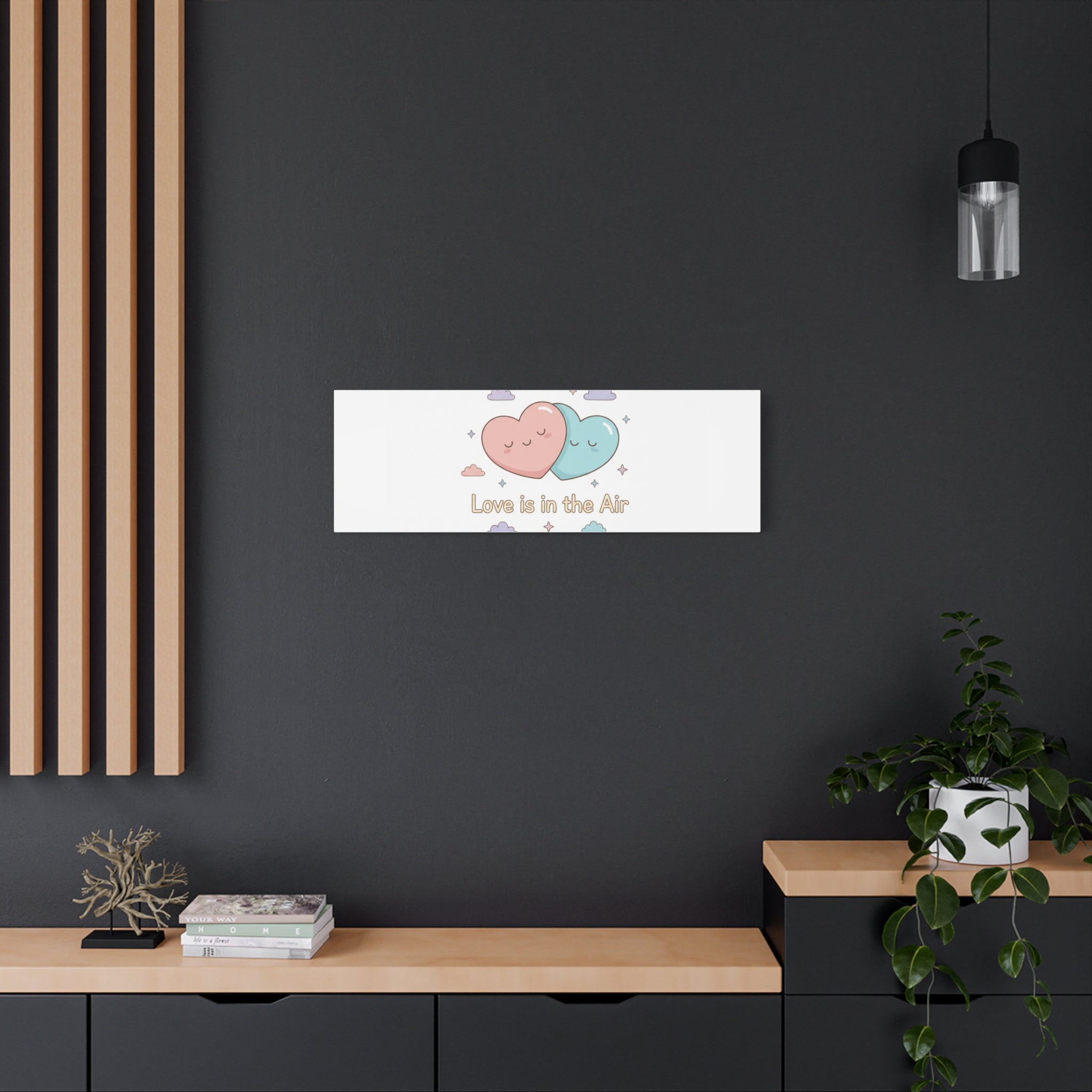 Love Is in the Air Heart Illustration Canvas | Micro‑Romance Galentine’s Pastel