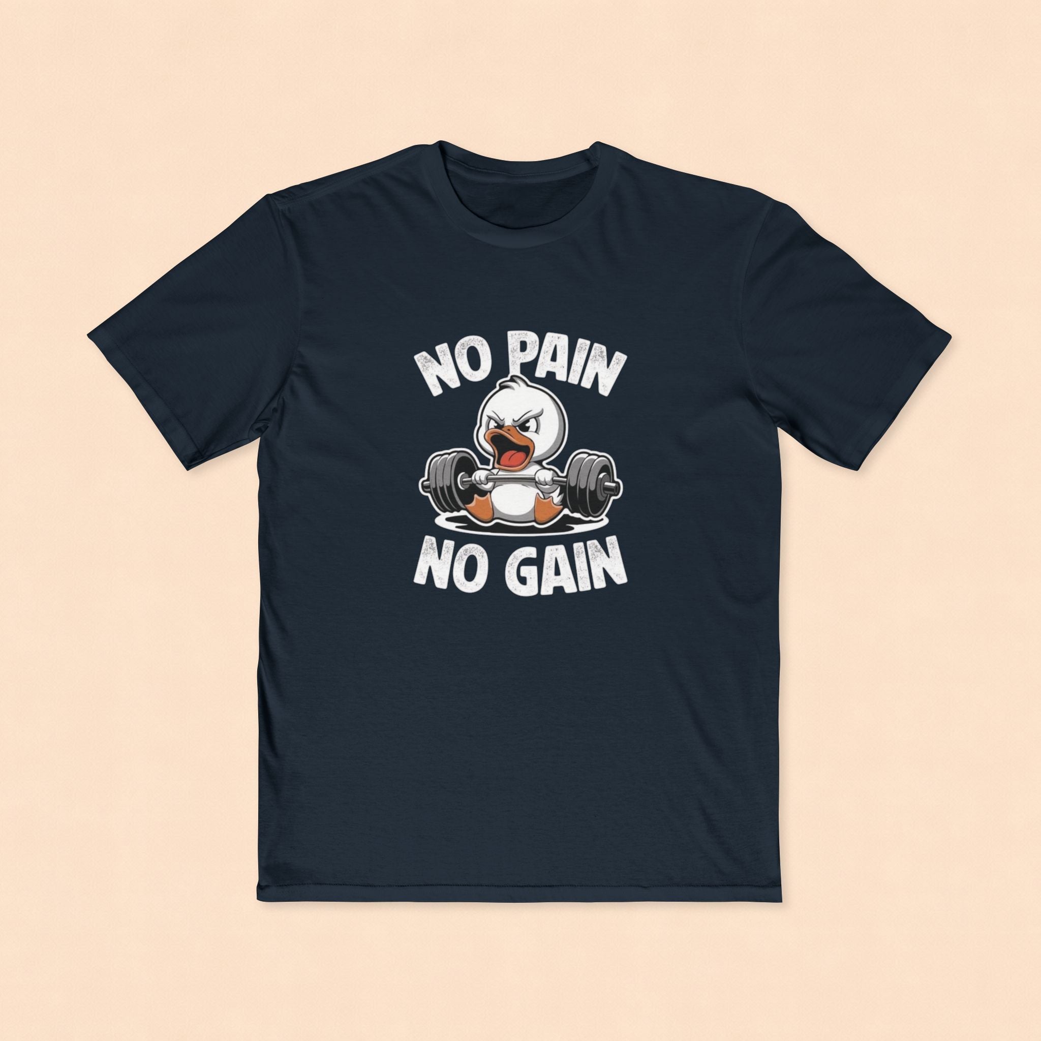 No Pain No Gain Fitness Tee — Angry Penguin Weightlifting Gym Shirt
