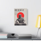 Music DJ Statue Matte Canvas Wall Art — “music” Poster with Red Sun