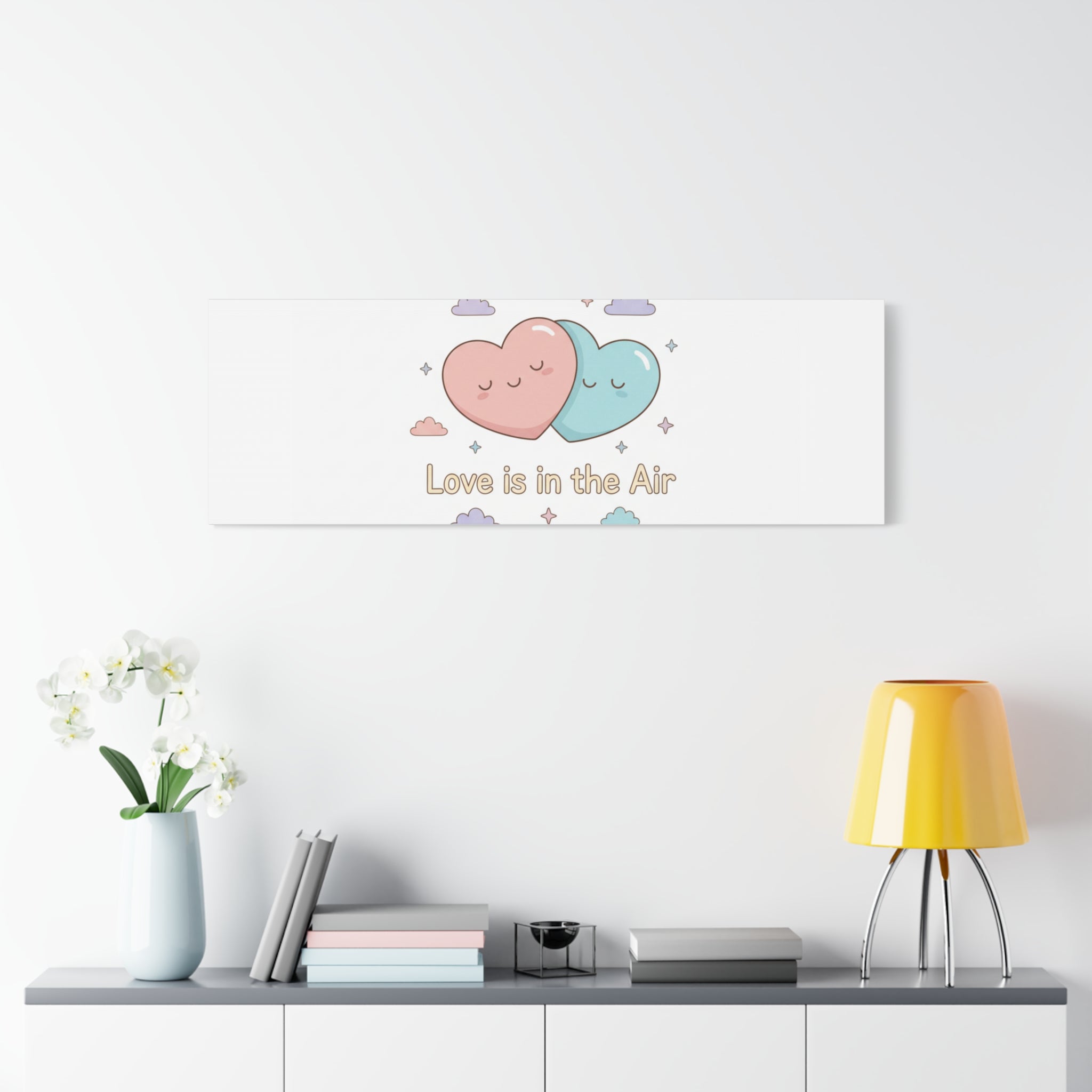 Love Is in the Air Heart Illustration Canvas | Micro‑Romance Galentine’s Pastel
