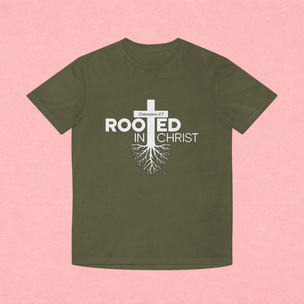Rooted in Christ T-Shirt — Colossians 2:7 Christian Faith Tee