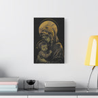 Mary and Jesus - Thick Black and Gold Matte Canvas, Stretched, 1.25"
