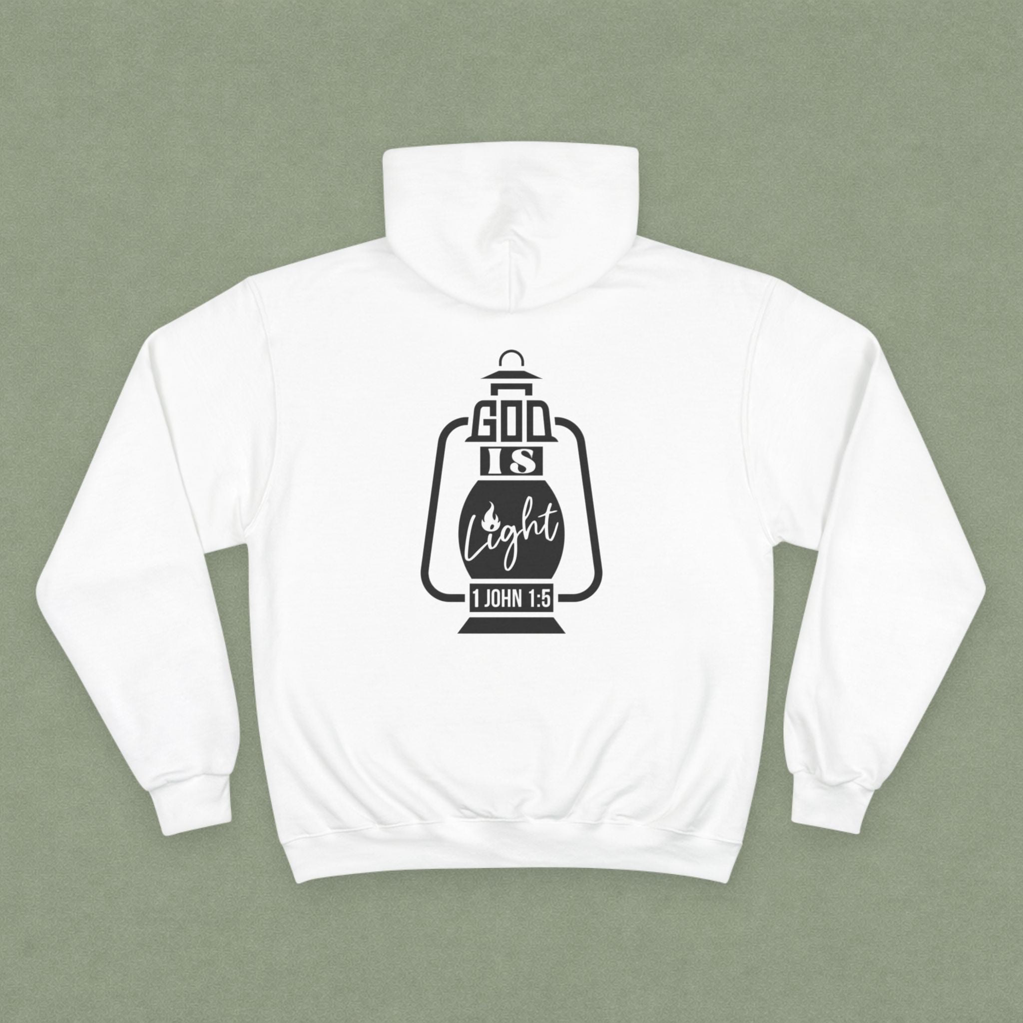 Christian Hoodie — "Christ" Cross Front & "God Is Light" Lantern Back Religious Pullover