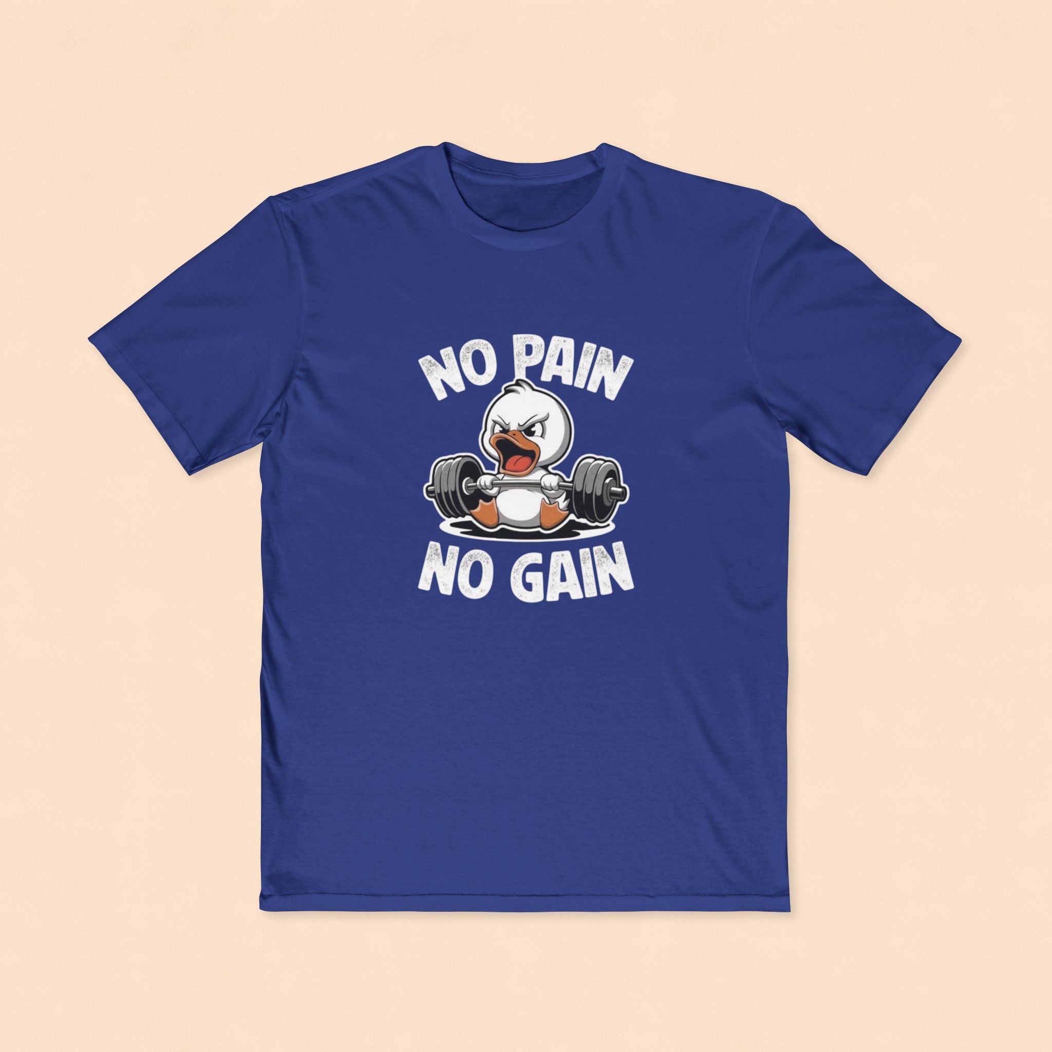 No Pain No Gain Fitness Tee — Angry Penguin Weightlifting Gym Shirt