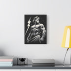 Ripped Zeus Lightning Matte Canvas Wall Art — Mythic God Poster Print