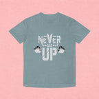 Never Give Up Fitness Tee — Motivational Weightlifting T‑Shirt