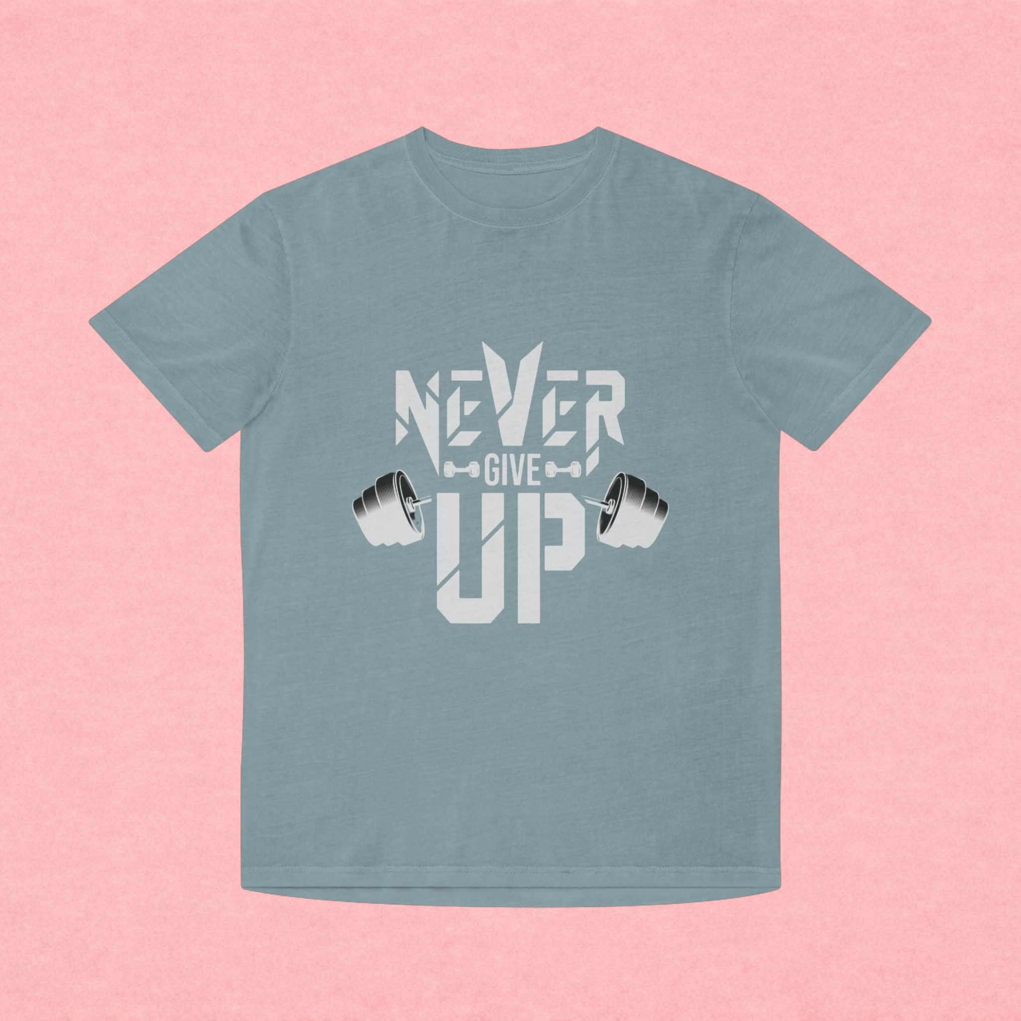 Never Give Up Fitness Tee — Motivational Weightlifting T‑Shirt