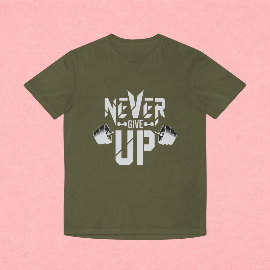 Never Give Up Fitness Tee — Motivational Weightlifting T‑Shirt