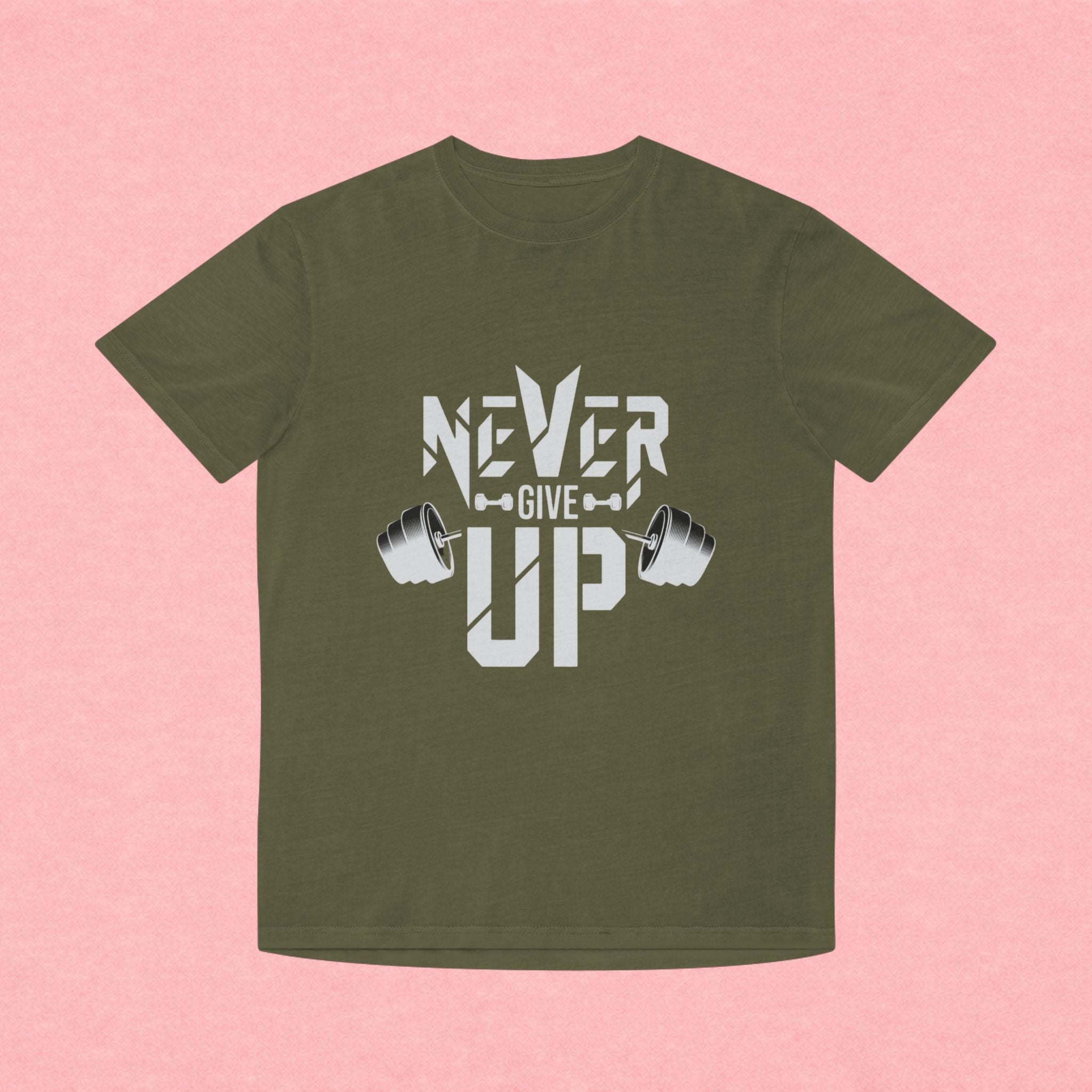 Never Give Up Fitness Tee — Motivational Weightlifting T‑Shirt