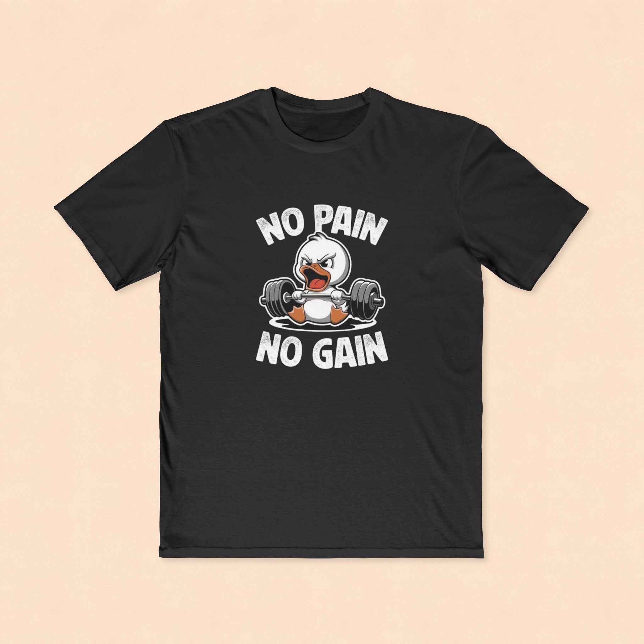 No Pain No Gain Fitness Tee — Angry Penguin Weightlifting Gym Shirt