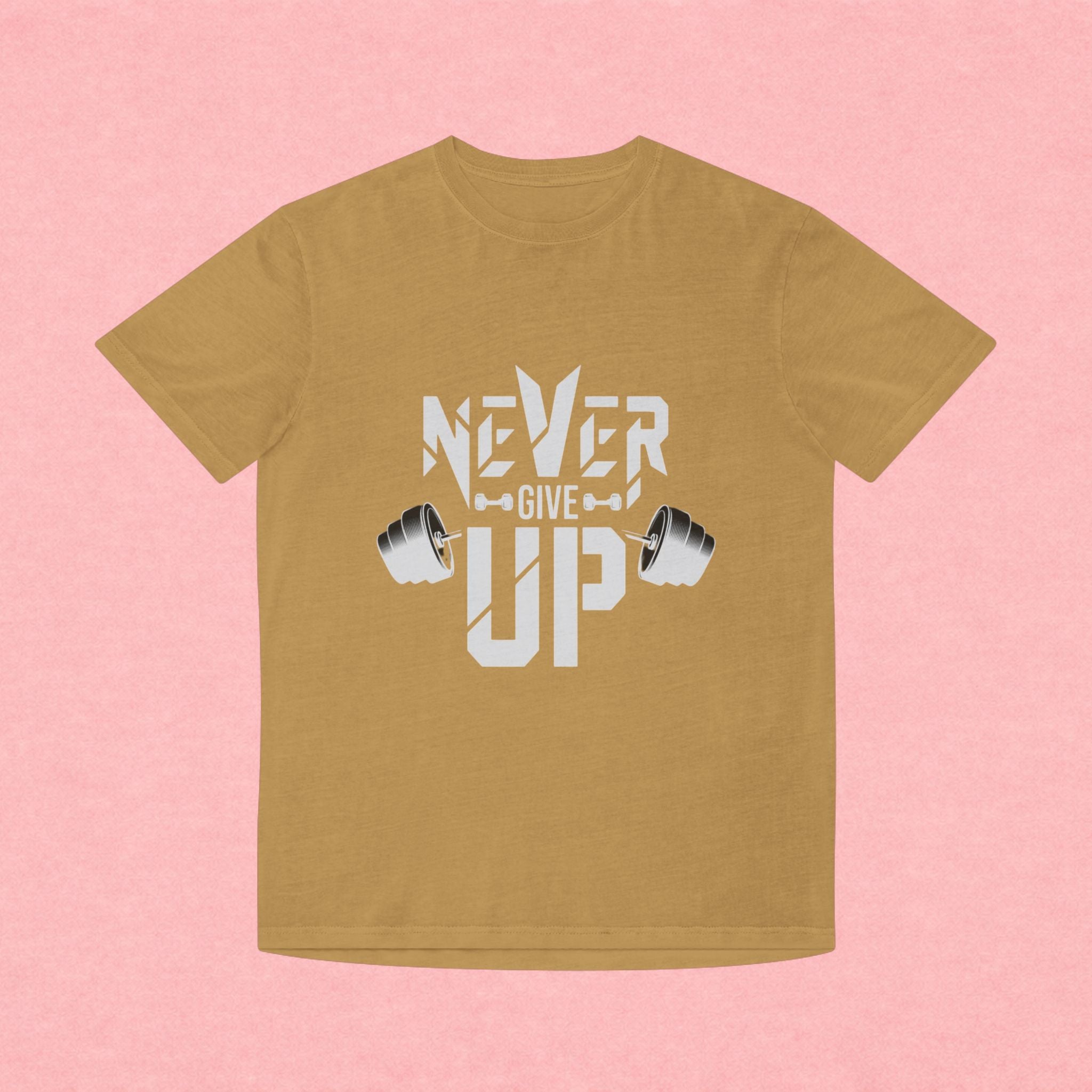 Never Give Up Fitness Tee — Motivational Weightlifting T‑Shirt