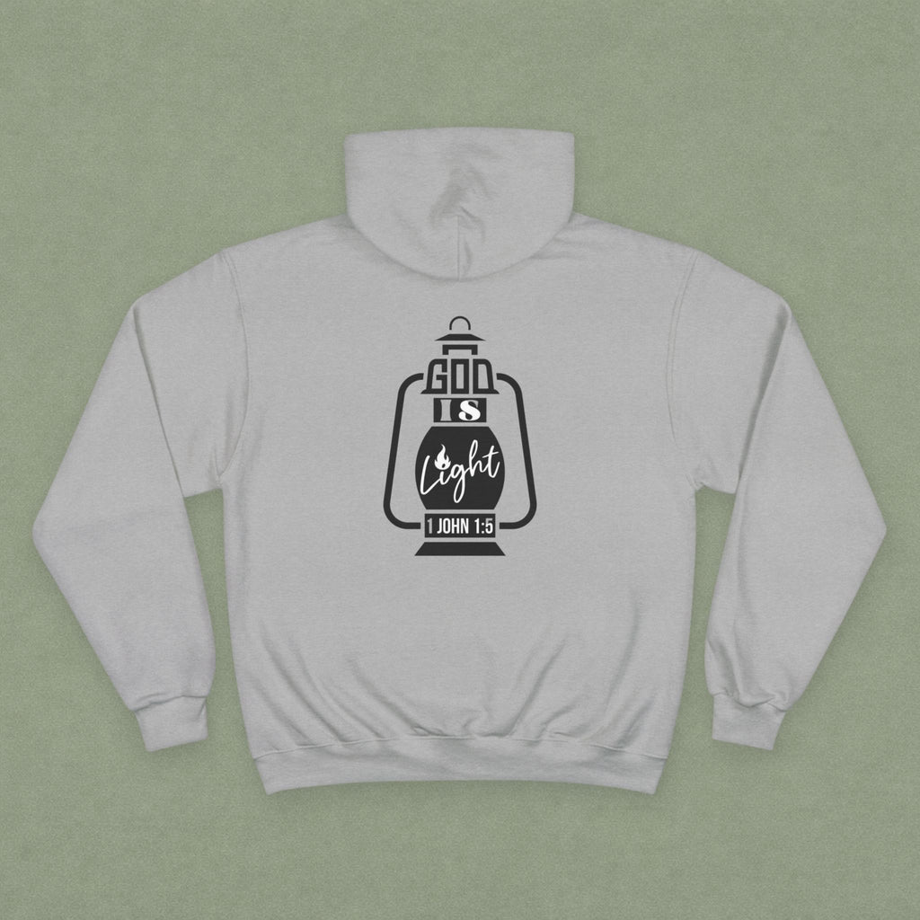 Christian Hoodie — "Christ" Cross Front & "God Is Light" Lantern Back Religious Pullover