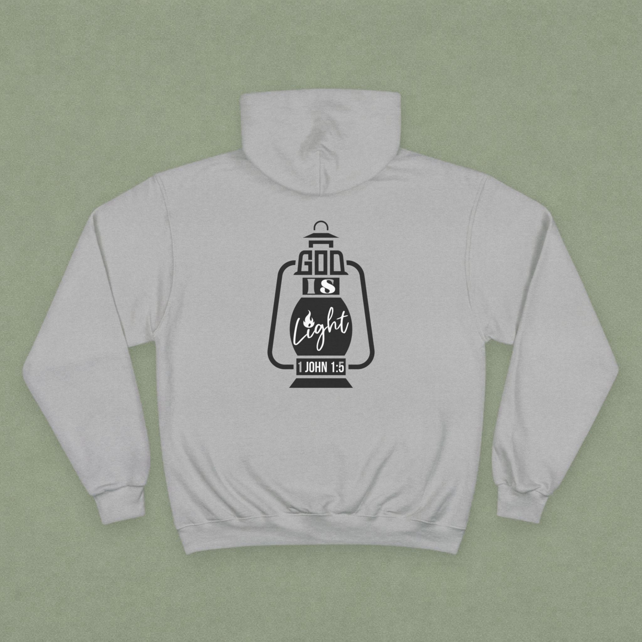 Christian Hoodie — "Christ" Cross Front & "God Is Light" Lantern Back Religious Pullover