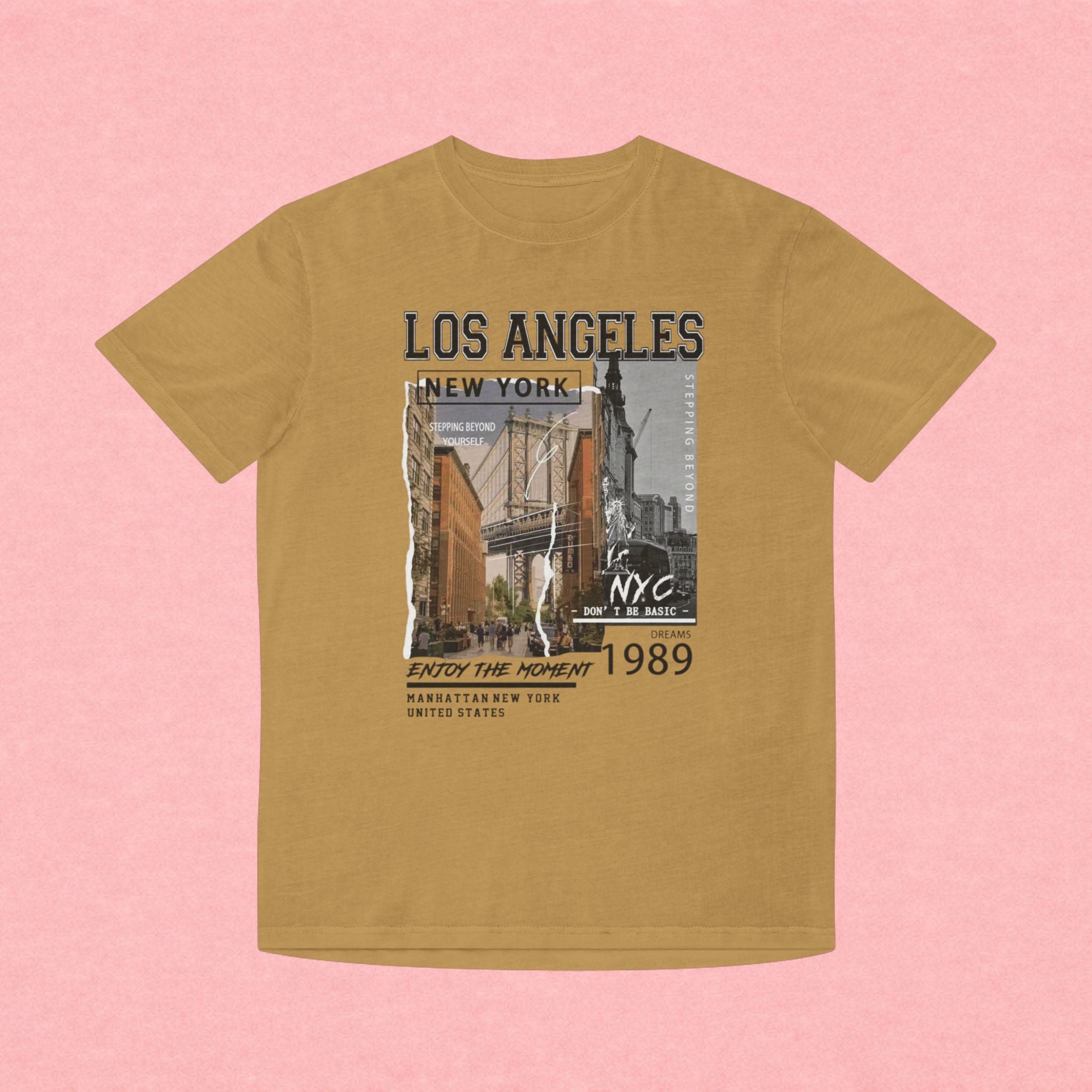 Los Angeles NYC Vintage Graphic Tee — 'Enjoy The Moment' Faded Shirt