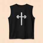 Christian Cross Barbell Muscle Tank — Faith & Fitness Gym Shirt