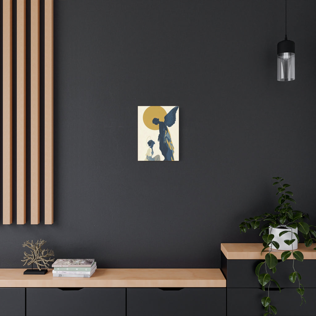 Angel Prayer Matte Canvas Wall Art — Golden Halo Stretched Canvas