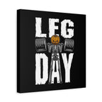 Leg Day Canvas Wall Art — Halloween Skeleton Pumpkin Weightlifting Gym Decor