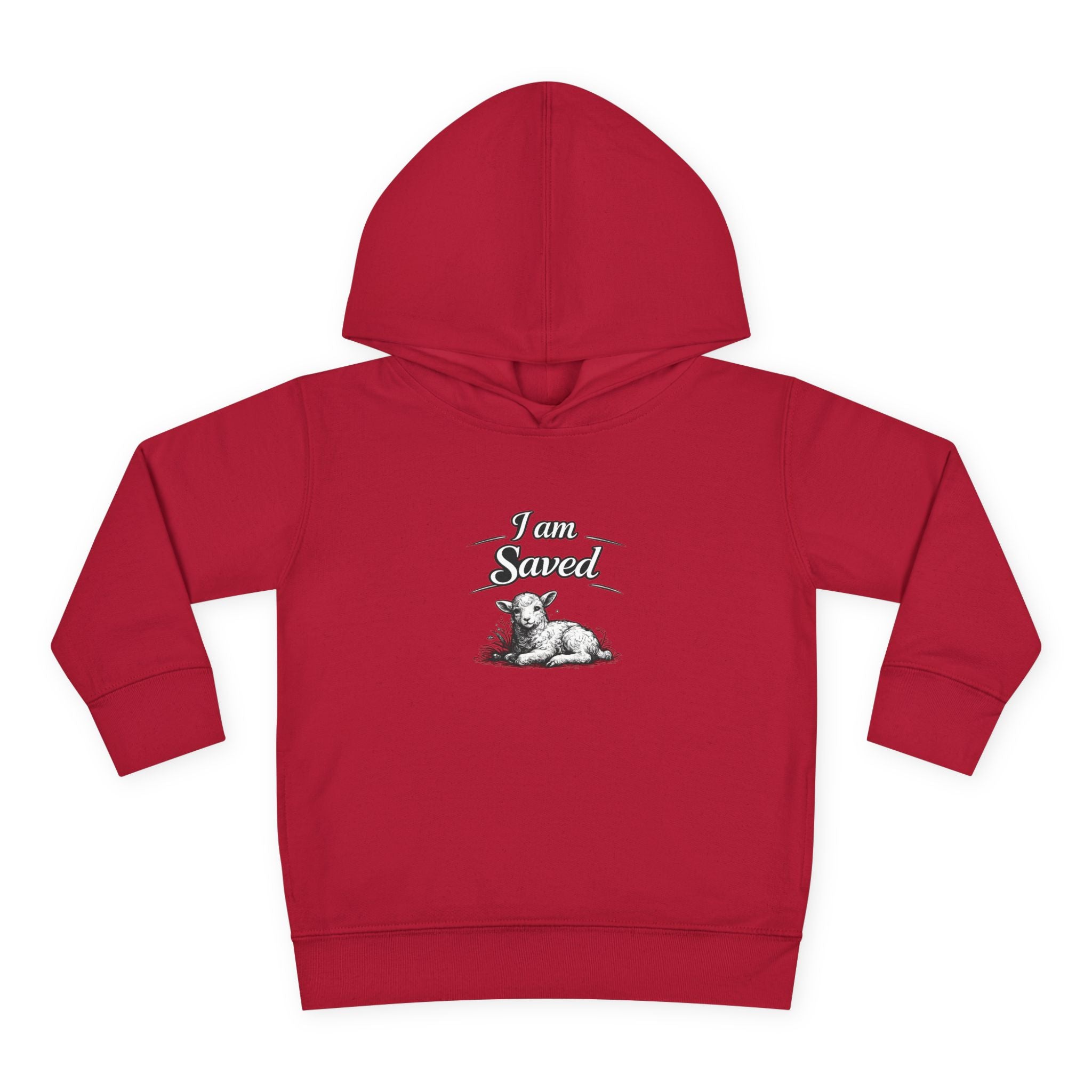 Toddler Hoodie — 'I Am Saved' Lamb & Jesus Portrait Christian Pullover