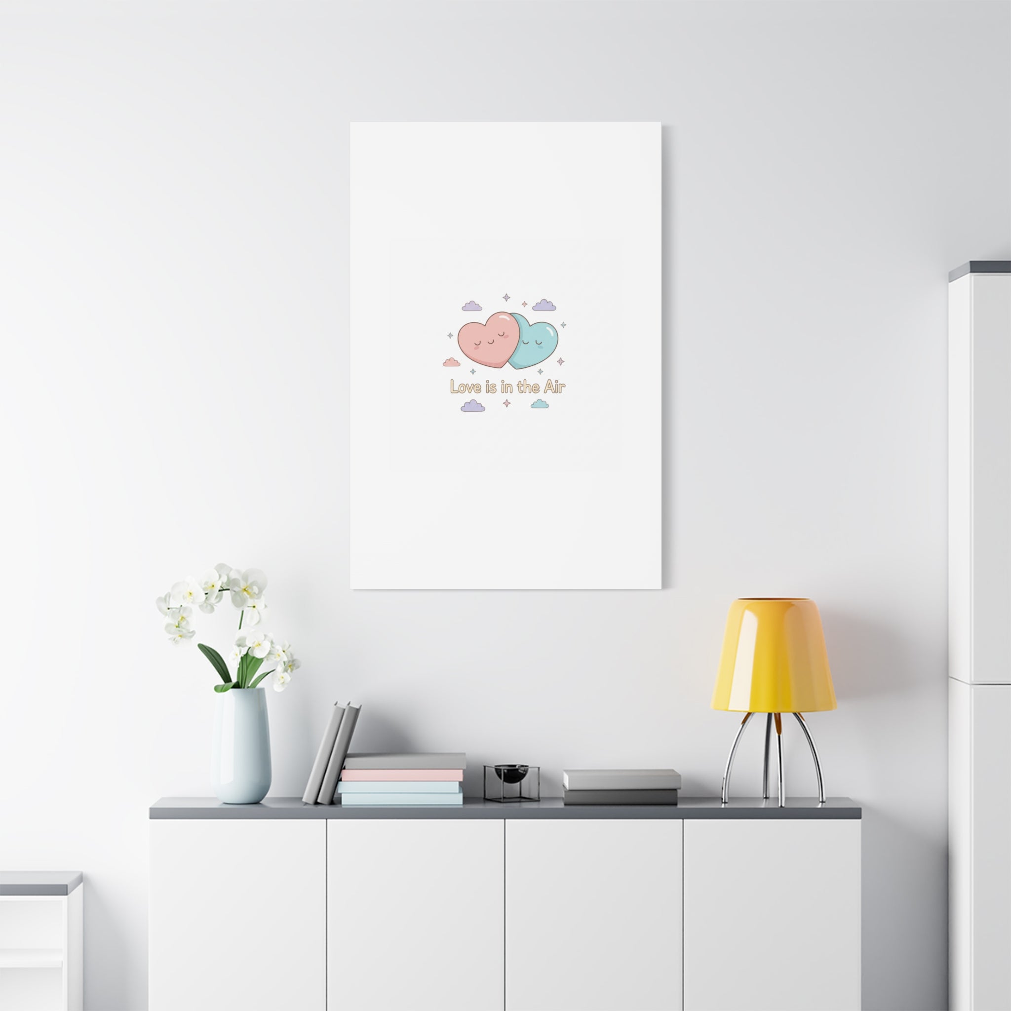 Love Is in the Air Heart Illustration Canvas | Micro‑Romance Galentine’s Pastel