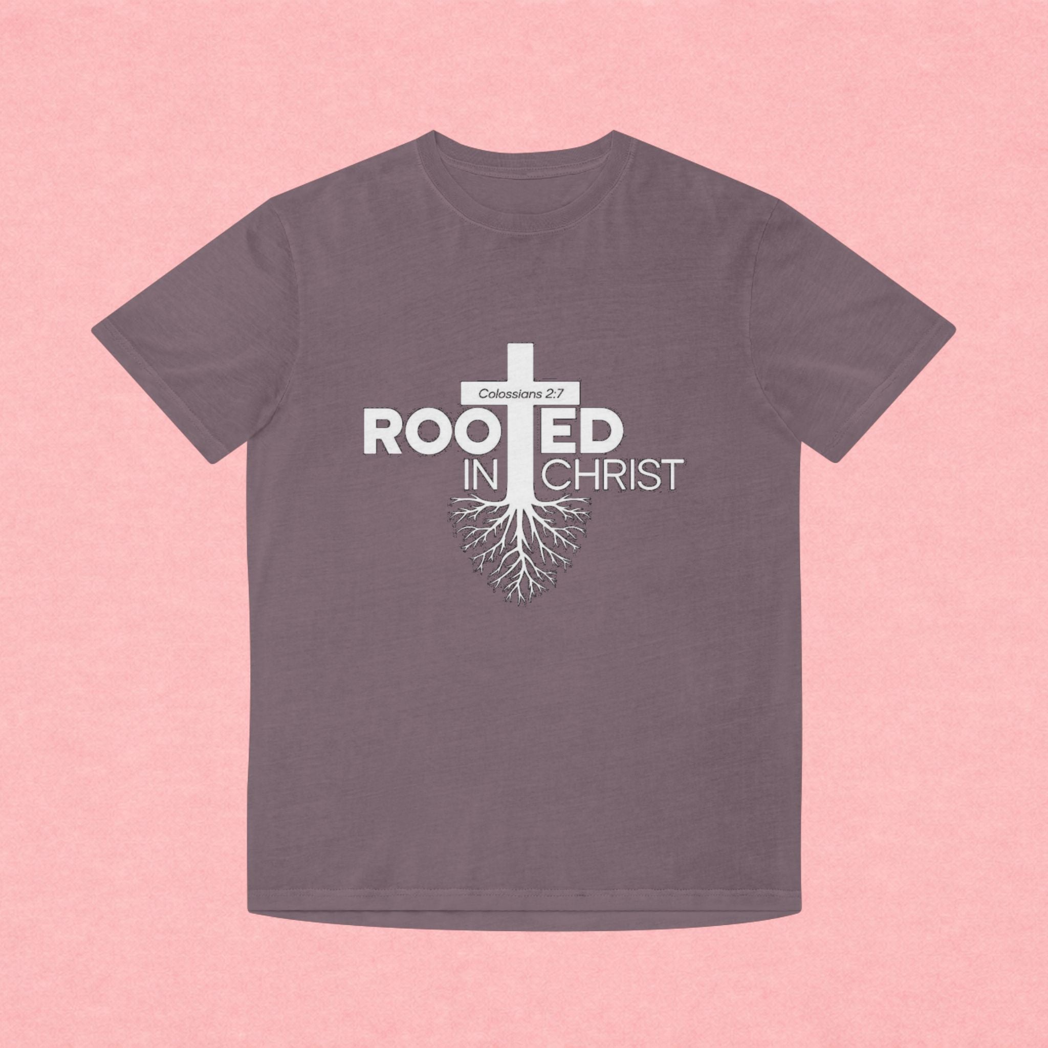 Rooted in Christ T-Shirt — Colossians 2:7 Christian Faith Tee