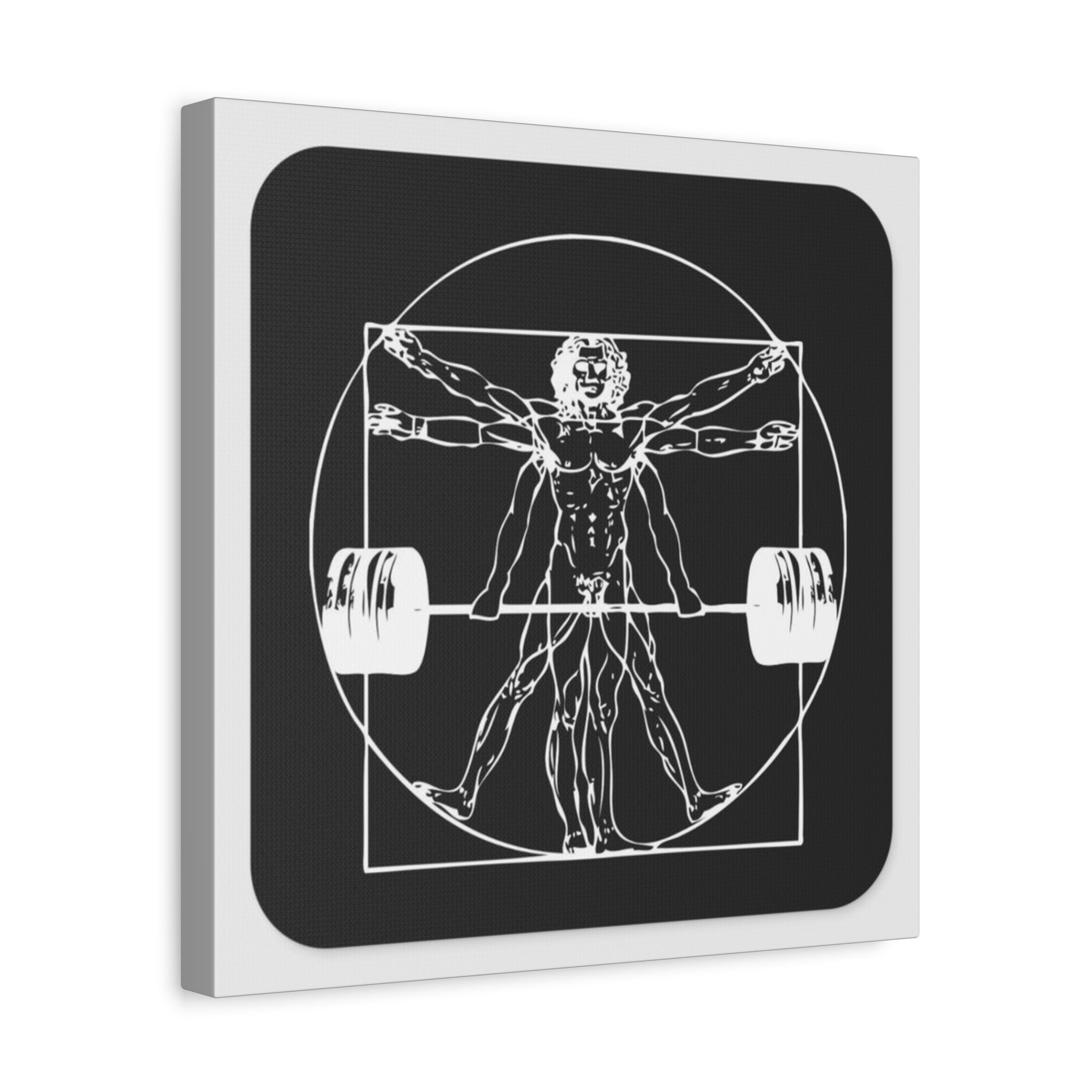 Weightlifting Vitruvian Man Matte Canvas Art — Gym Wall Decor