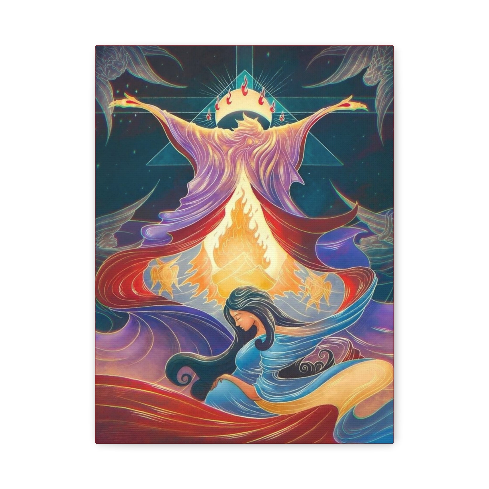 Flame of The Immaculate Conception — Mary & Jesus Painting (Matte Stretched)