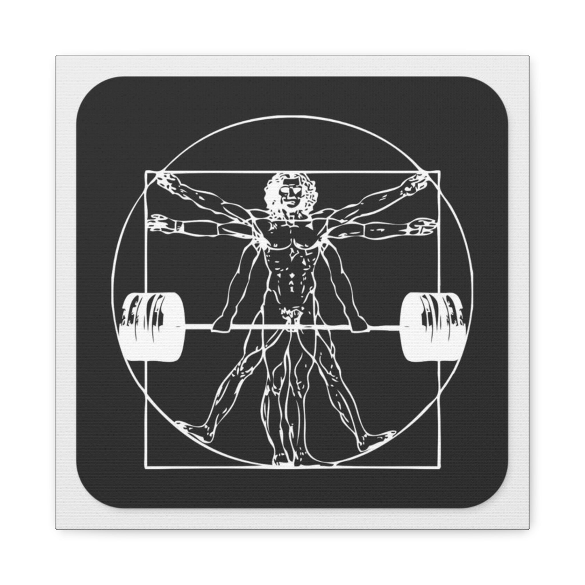Weightlifting Vitruvian Man Matte Canvas Art — Gym Wall Decor