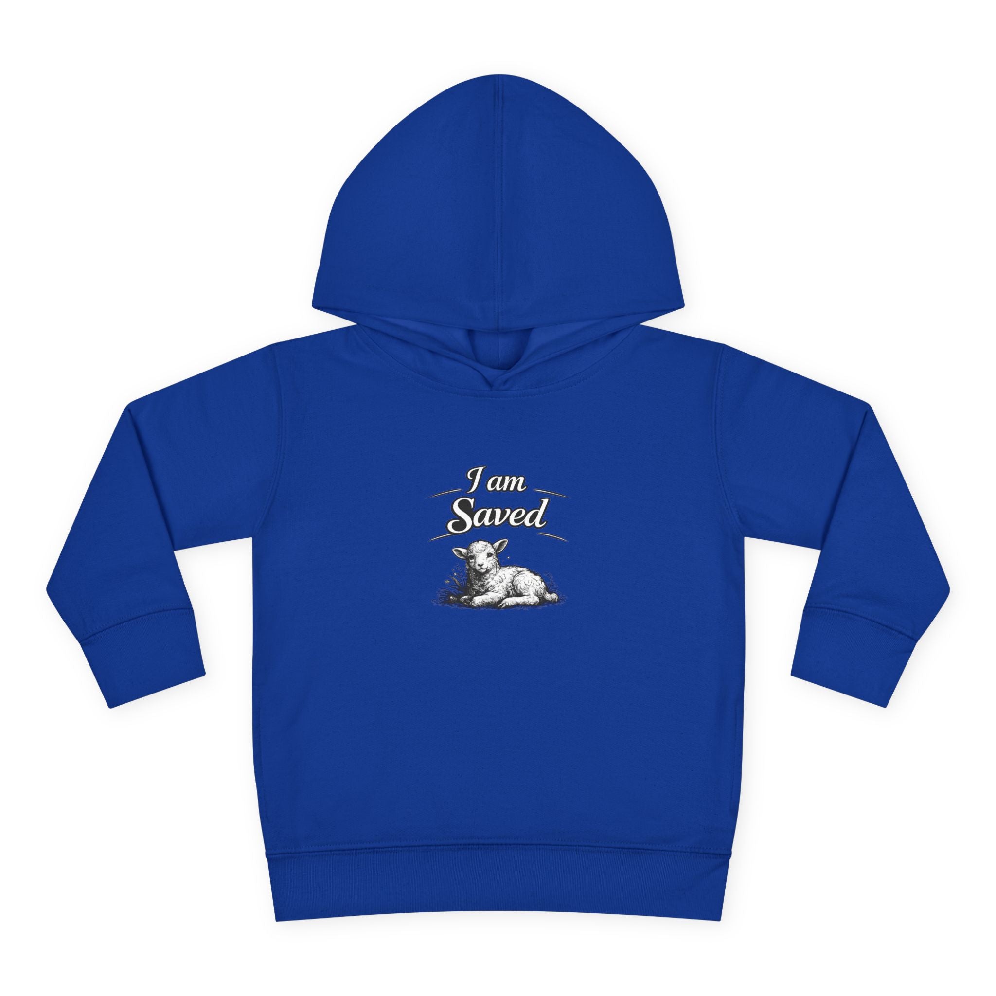 Toddler Hoodie — 'I Am Saved' Lamb & Jesus Portrait Christian Pullover