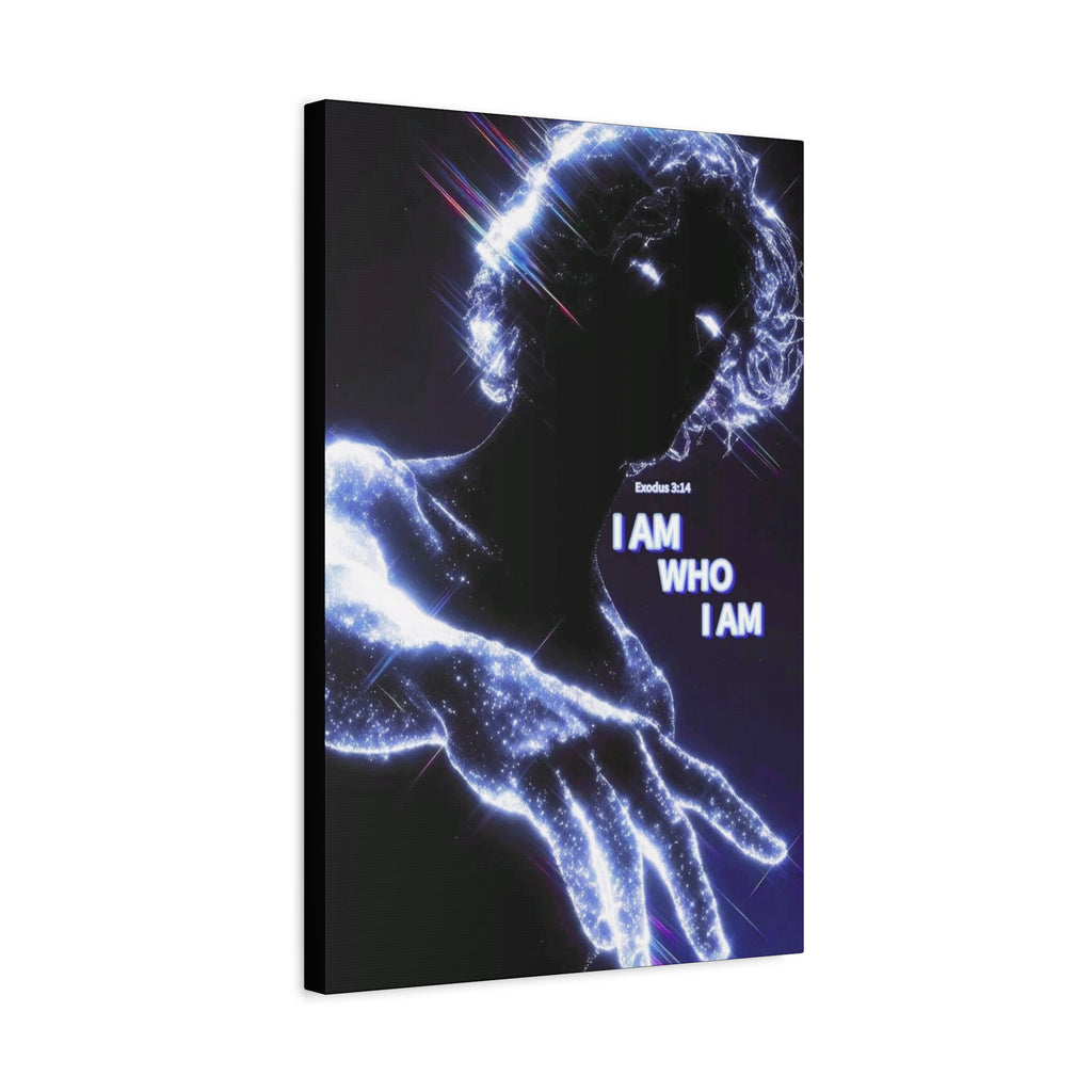 I AM WHO I AM – Neon Silhouette Wall Art Matte Stretched Canvas