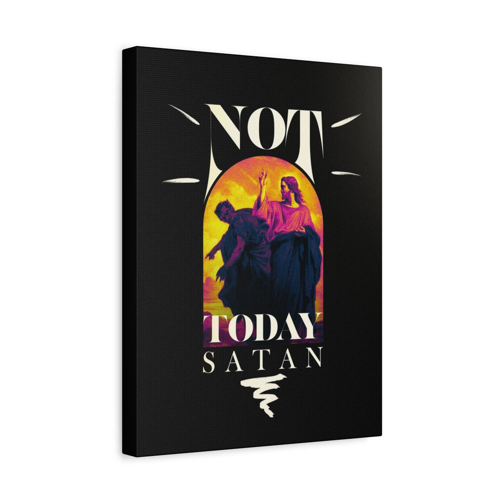 Not Today Satan — Vintage Religious Pop Art Canvas Wall Art