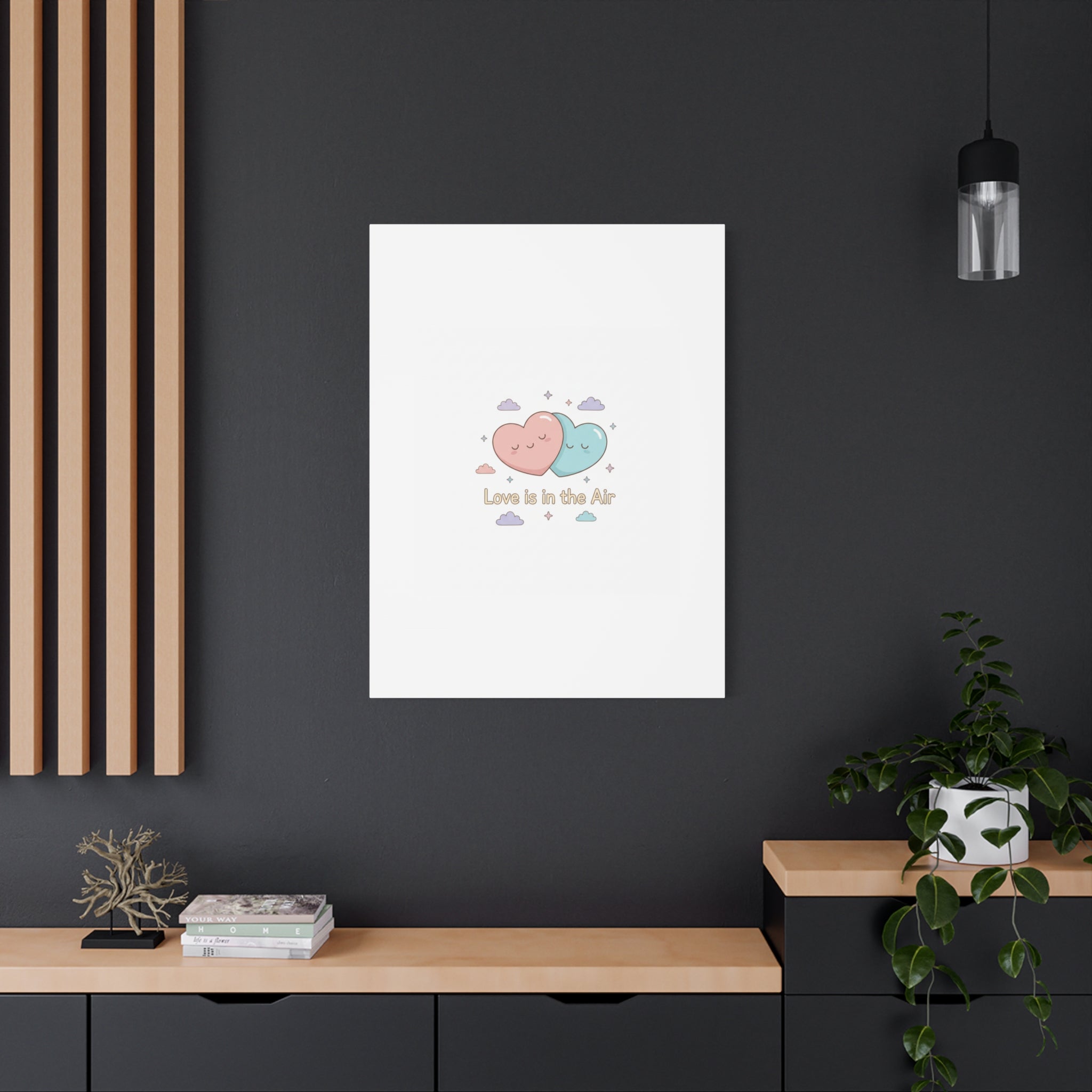 Love Is in the Air Heart Illustration Canvas | Micro‑Romance Galentine’s Pastel