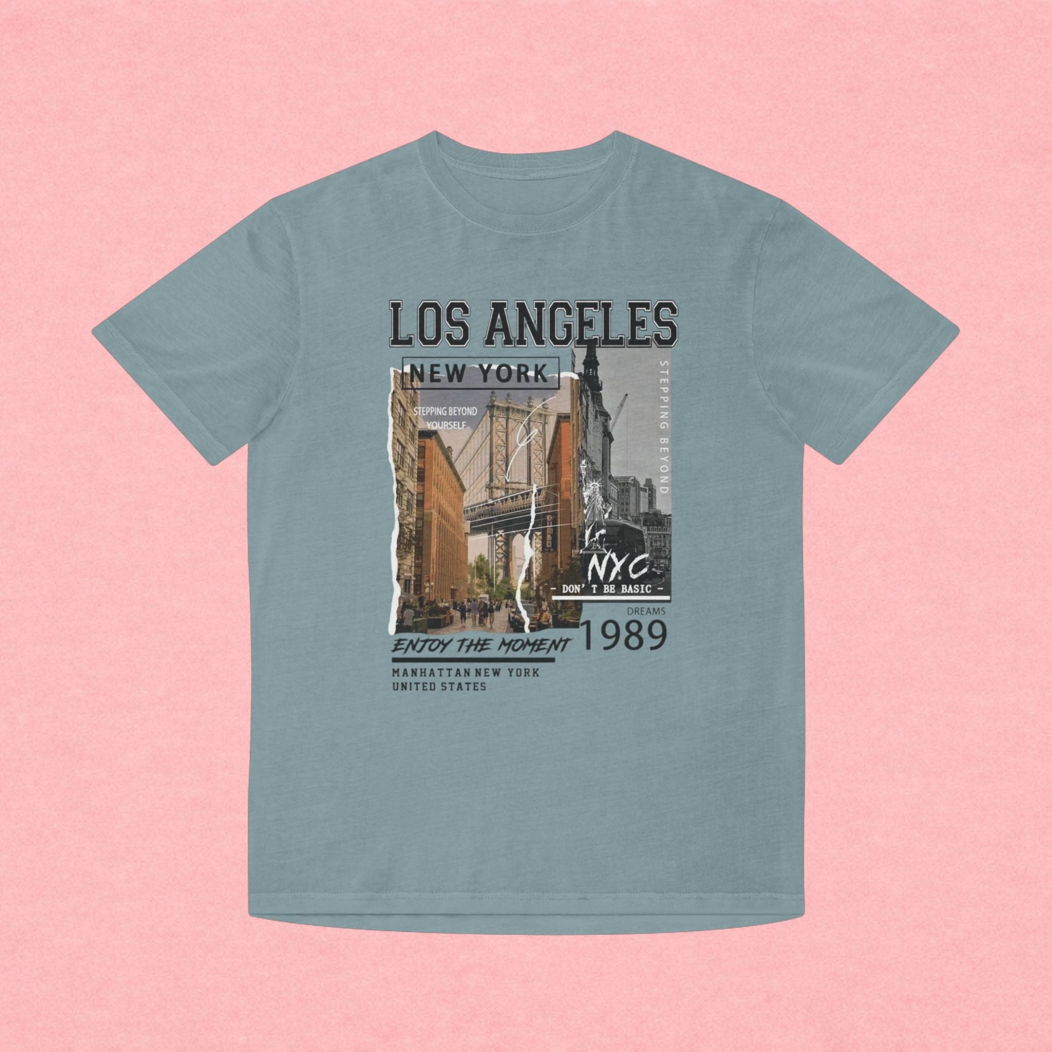 Los Angeles NYC Vintage Graphic Tee — 'Enjoy The Moment' Faded Shirt