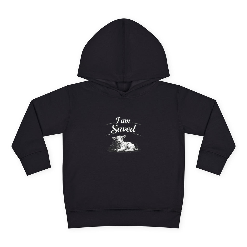 Toddler Hoodie — 'I Am Saved' Lamb & Jesus Portrait Christian Pullover