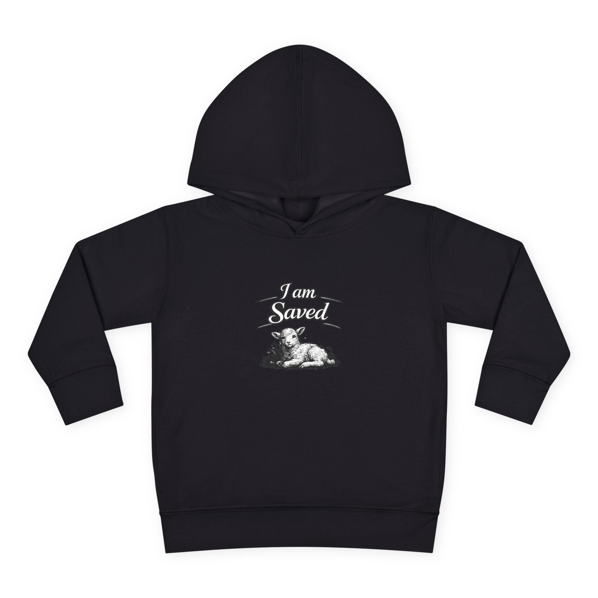 Toddler Hoodie — 'I Am Saved' Lamb & Jesus Portrait Christian Pullover