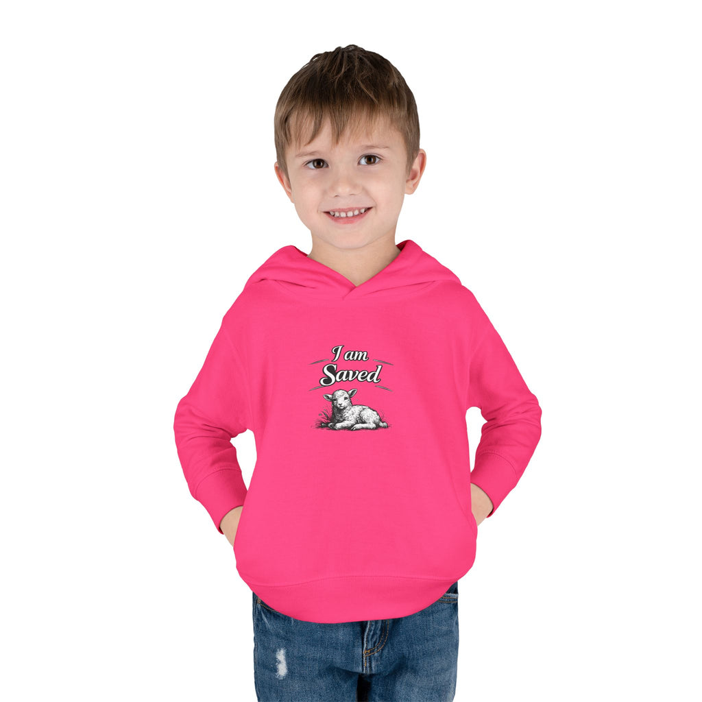 Toddler Hoodie — 'I Am Saved' Lamb & Jesus Portrait Christian Pullover