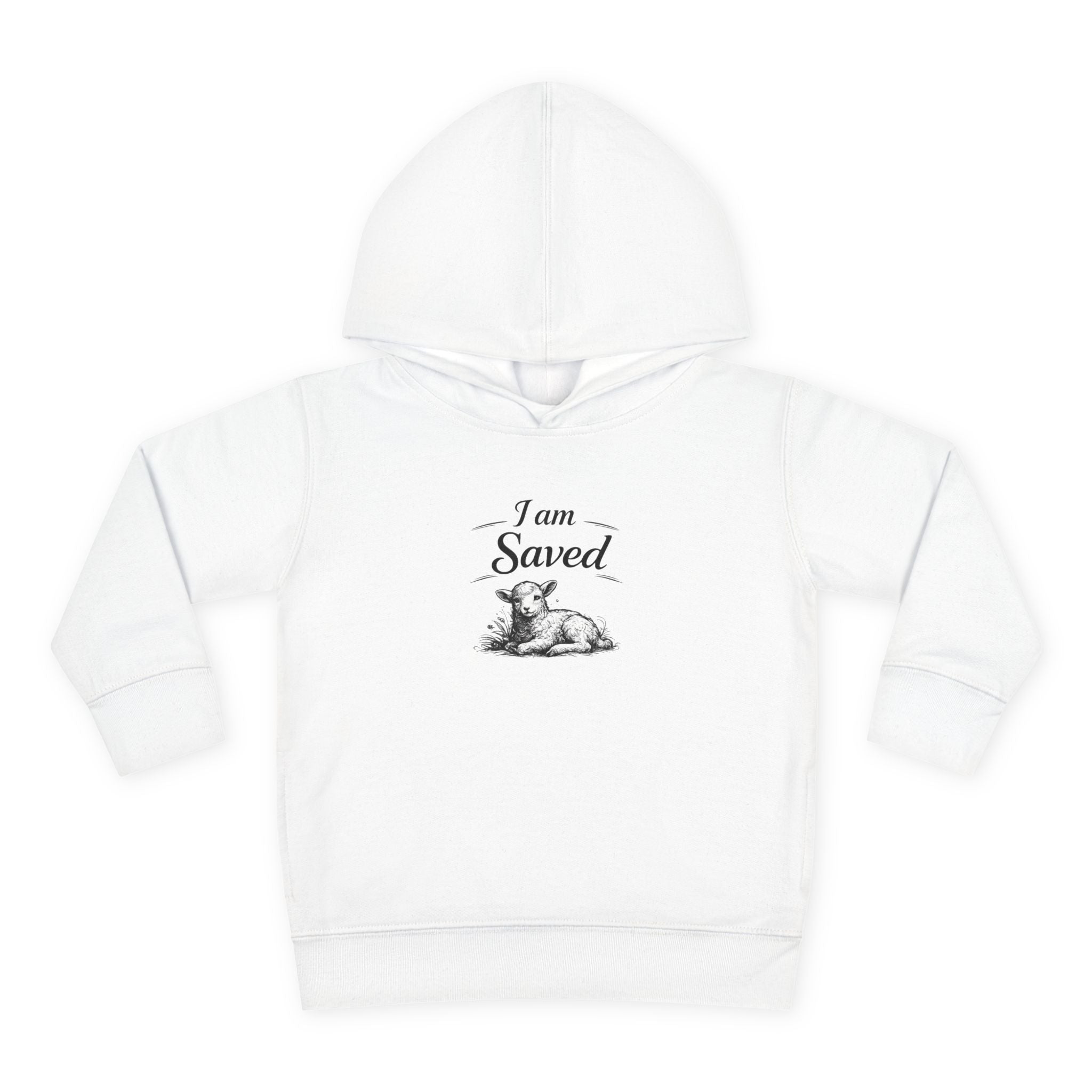 Toddler Hoodie — 'I Am Saved' Lamb & Jesus Portrait Christian Pullover