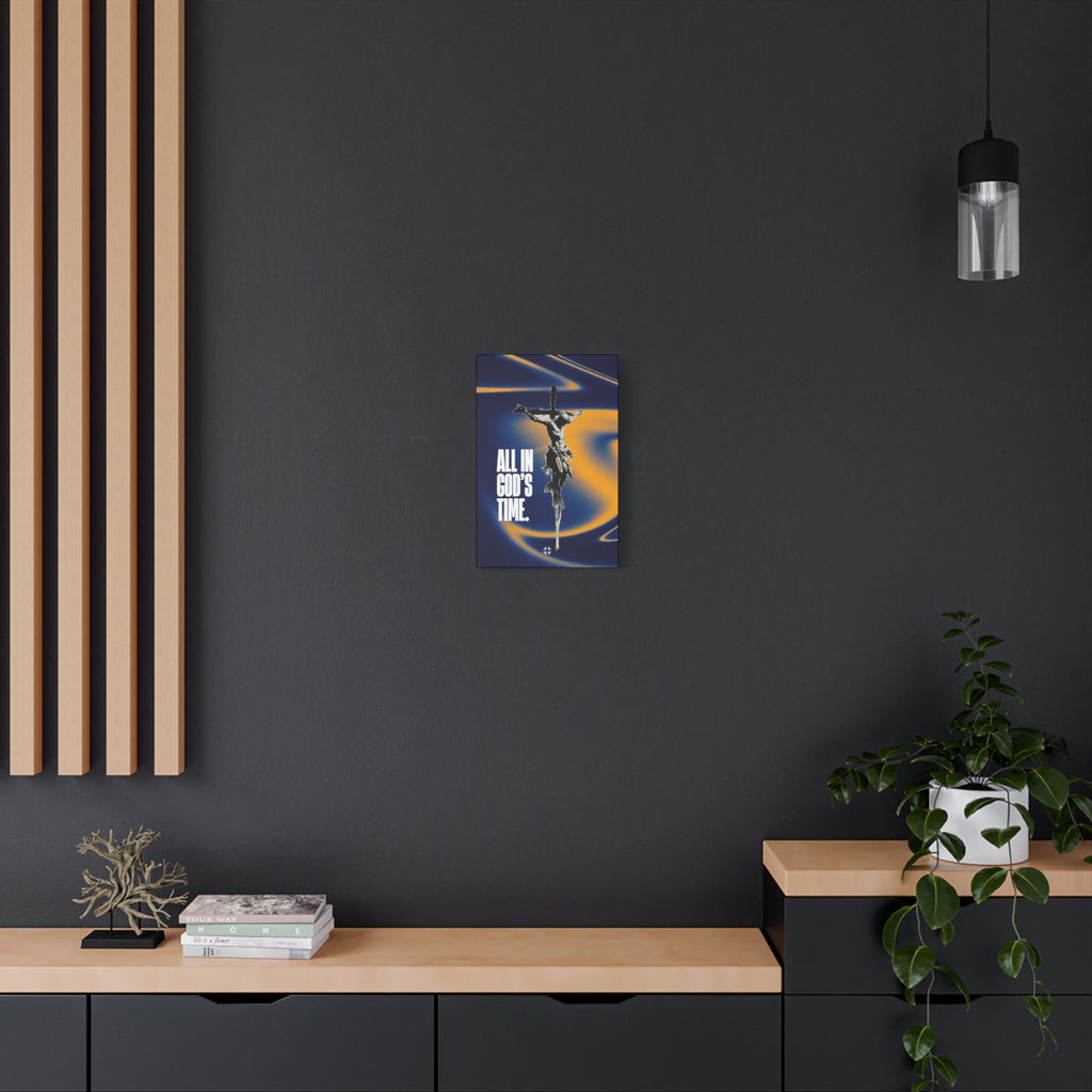 All in God's Time Canvas Wall Art — Modern Christian Crucifix Print