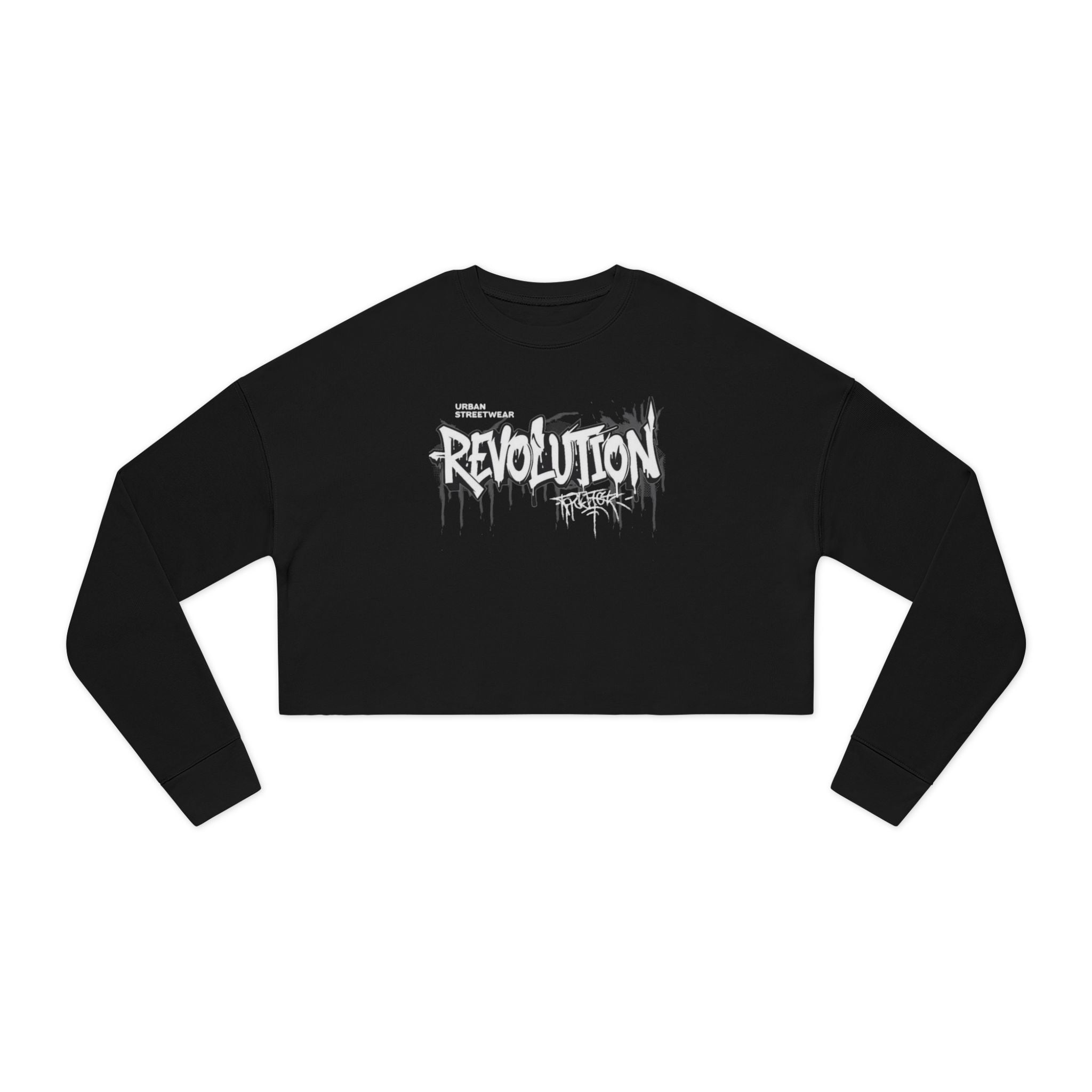 Revolution Graffiti Cropped Sweatshirt — Women's Streetwear Trendy Top