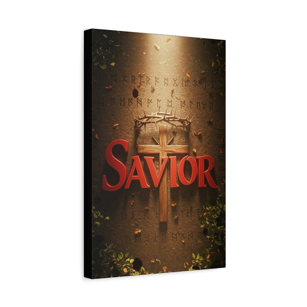 Savior Cross Matte Canvas Wall Art — Christian Religious Inspirational Decor
