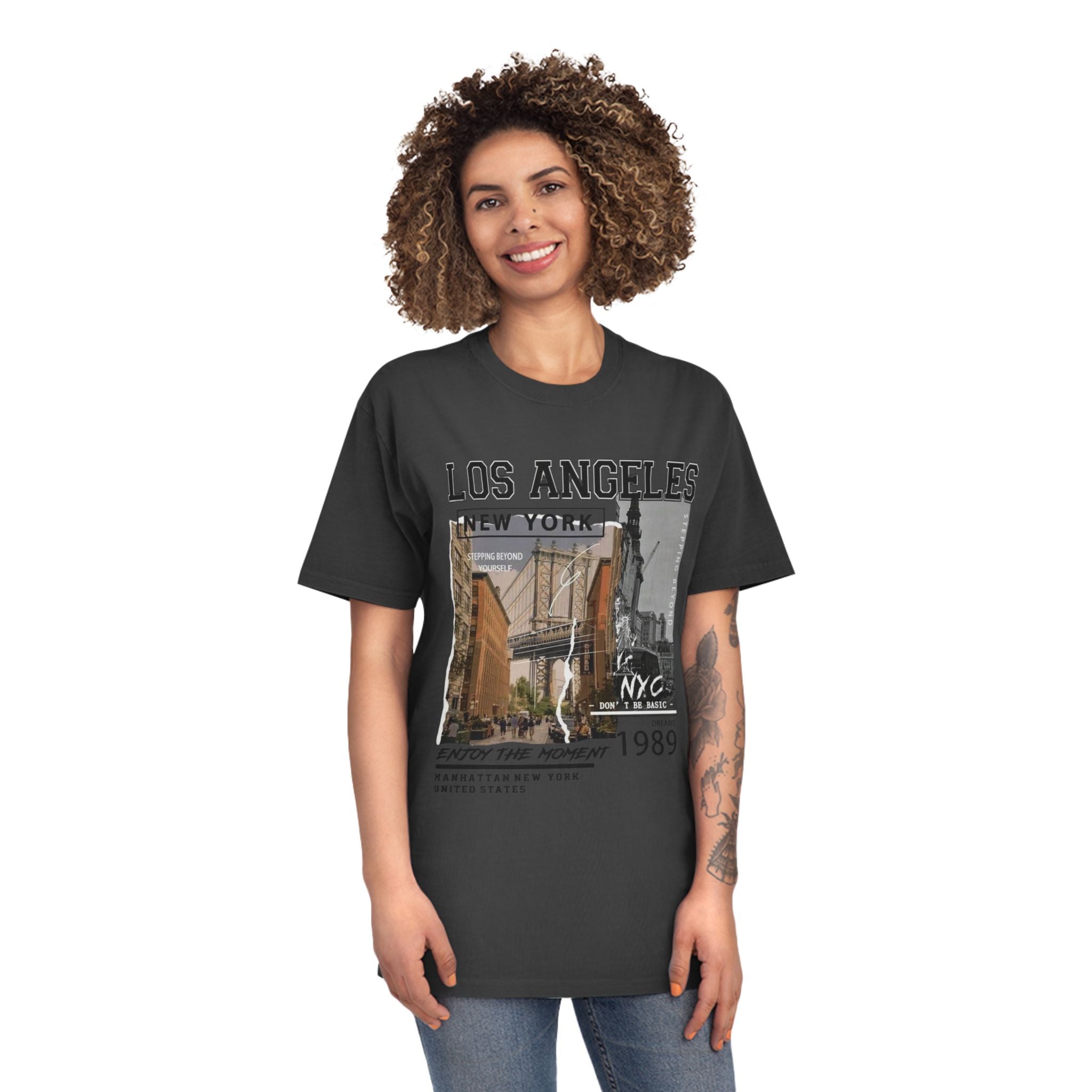 Los Angeles NYC Vintage Graphic Tee — 'Enjoy The Moment' Faded Shirt