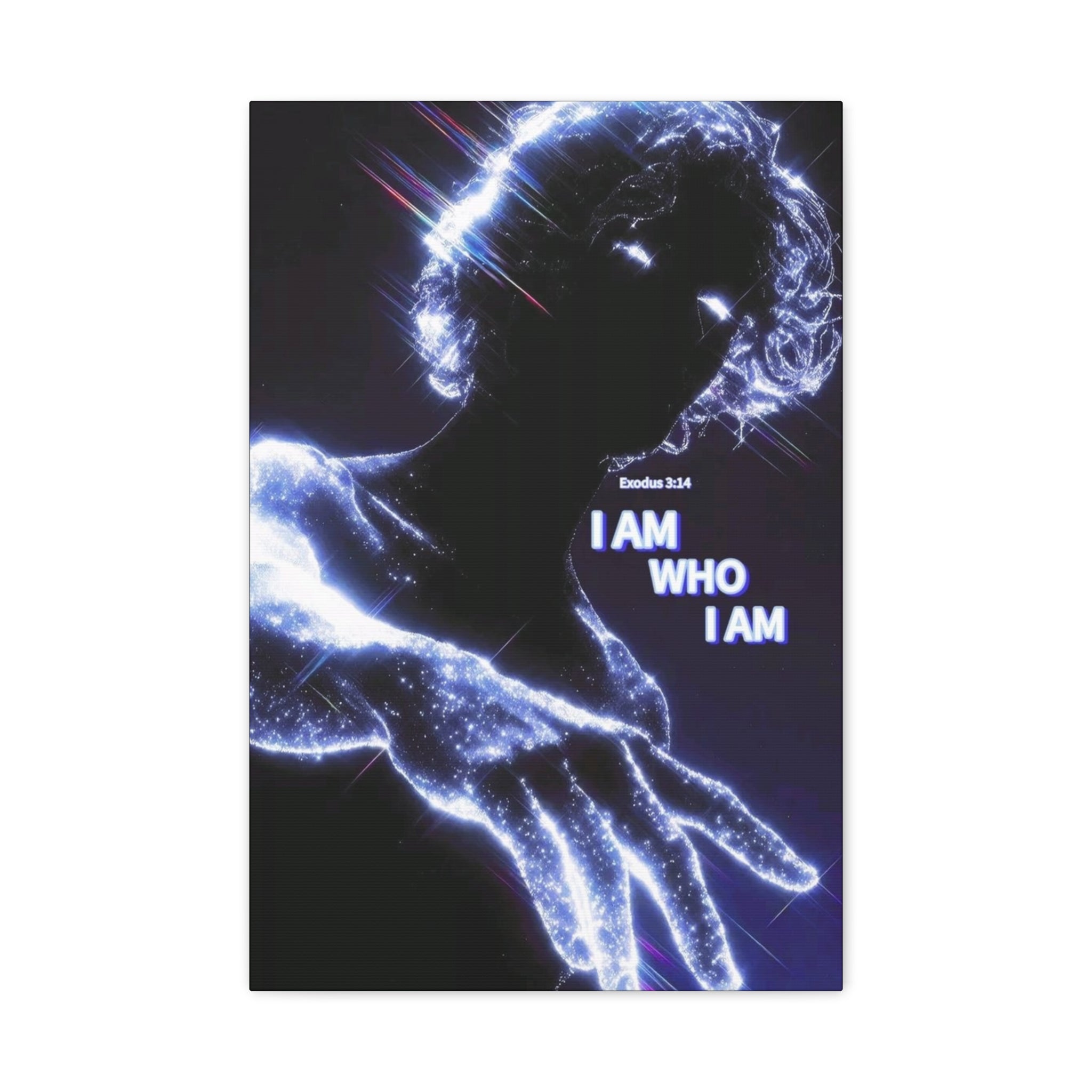 I AM WHO I AM – Neon Silhouette Wall Art Matte Stretched Canvas