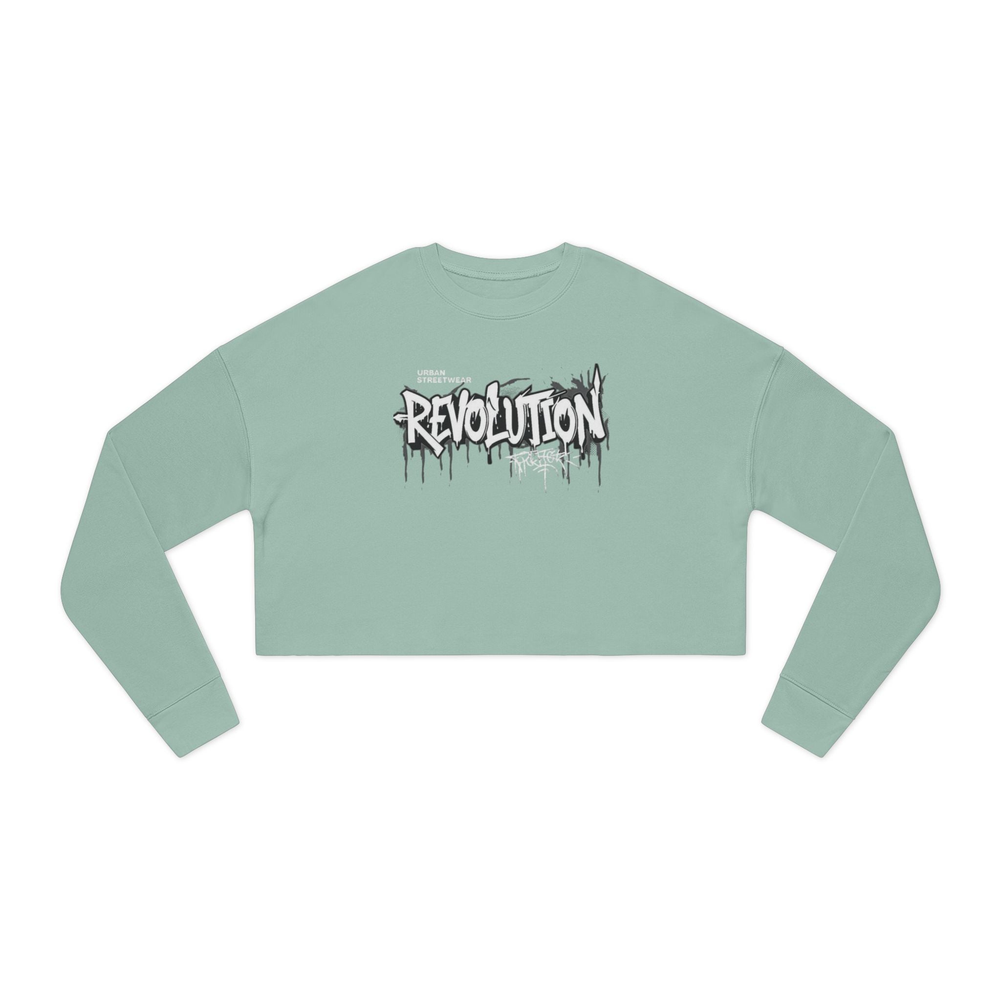 Revolution Graffiti Cropped Sweatshirt — Women's Streetwear Trendy Top