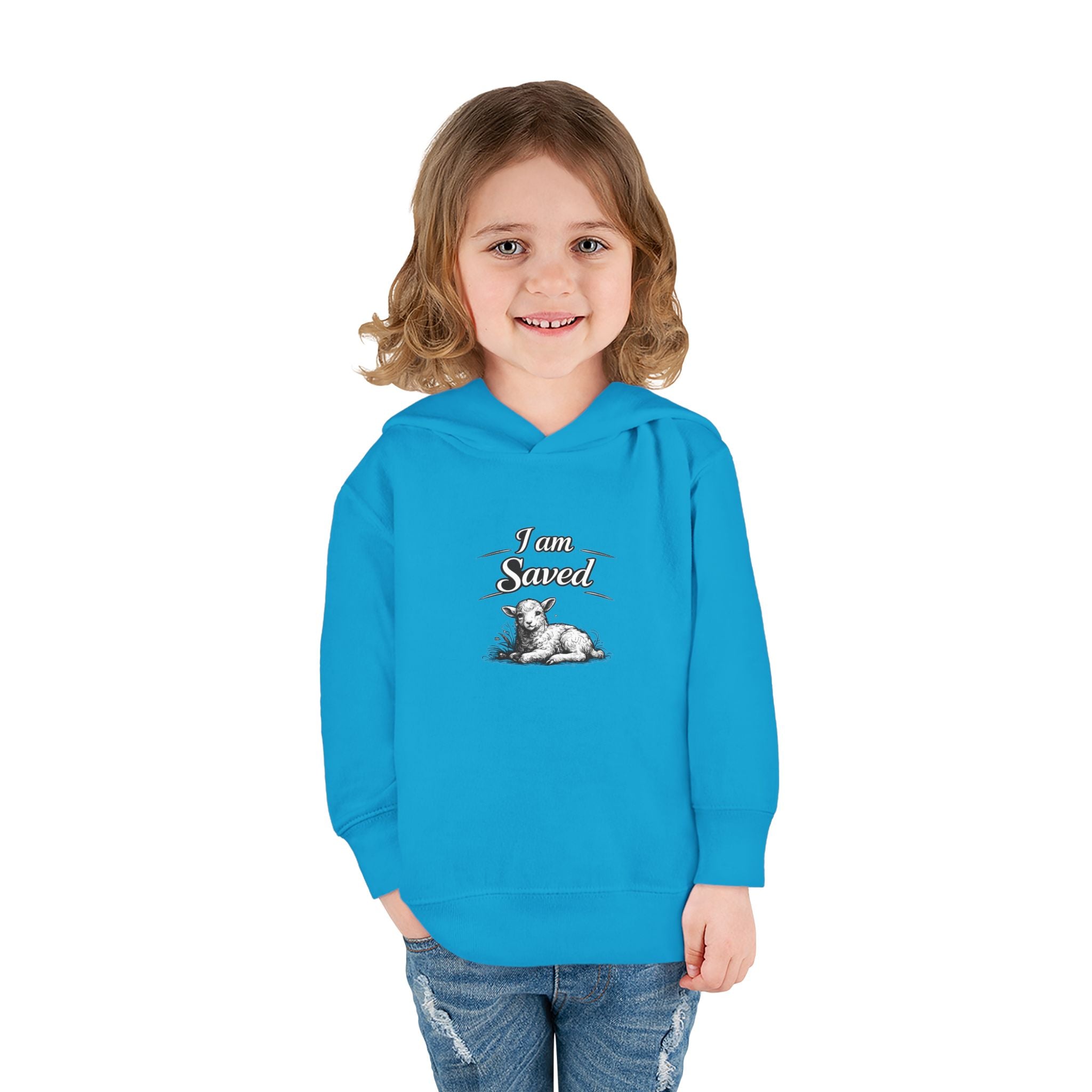 Toddler Hoodie — 'I Am Saved' Lamb & Jesus Portrait Christian Pullover
