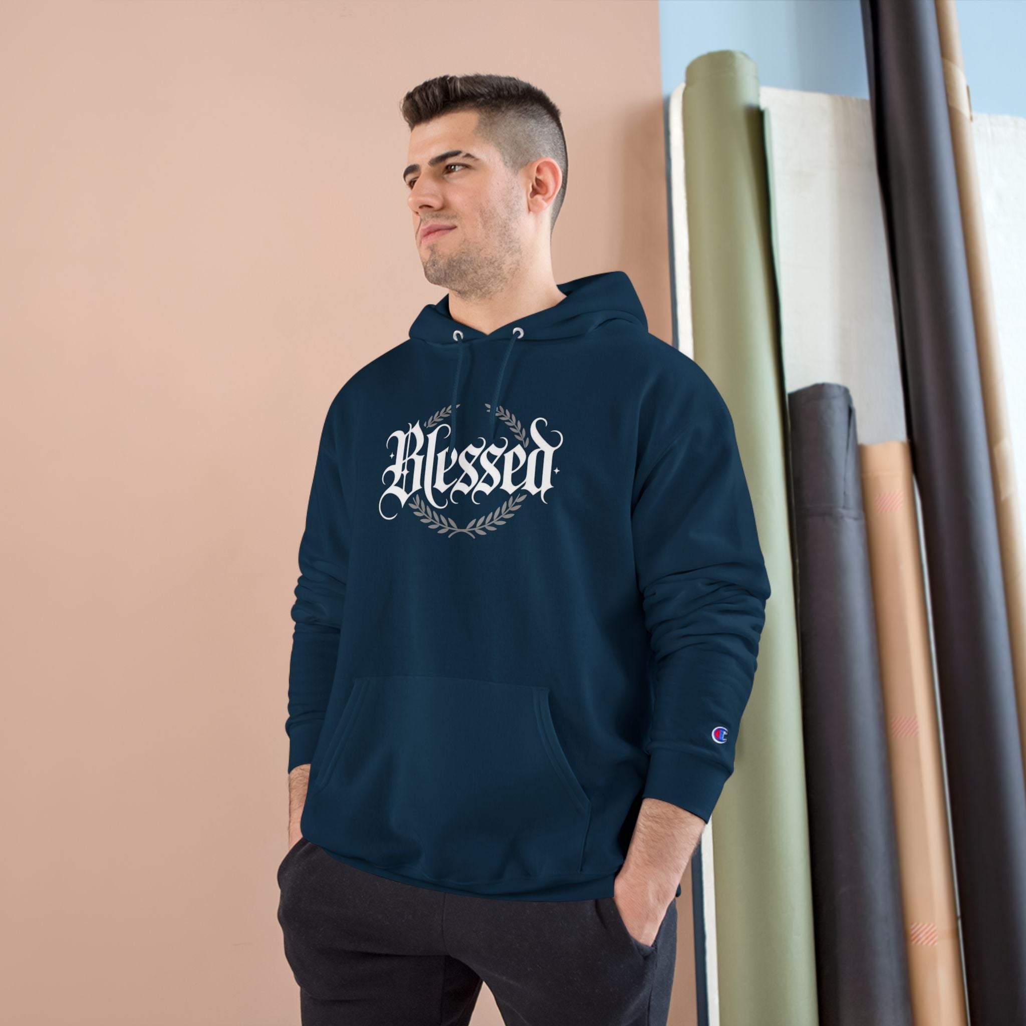 Blessed Hoodie – Vintage Script ‘Blessed’ Pullover for Faith & Gratitude
